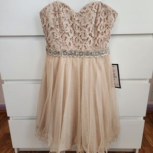 Macy's Gold Strapless Mini Dress